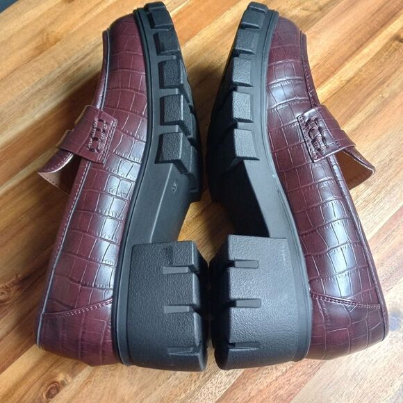 Corkys Burgundy Croc-Embossed Loafers - Picture 11 of 13